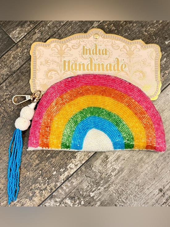 Handmade India Handbags - Handmade India Beaded Rainbow Clutch — Multicolor